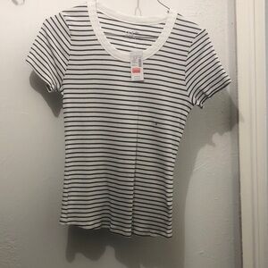 Maurices Black and White Striped Short Sleeve Tee